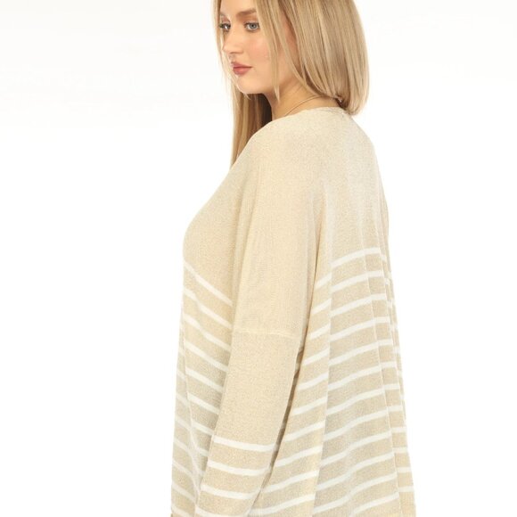 Gold horizontal strips Shiny Top - Picture 7 of 11